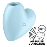 SATISFYER - ESTIMULADOR DE PULSO DE AIRE Y VIBRADOR CUTIE HEART AZUL